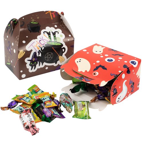 JOYIN 24 Pcs Halloween Candy Boxes with Repetitive Patterns, Kids Halloween Goodie Gable Boxes for Trick-or-Treating, Halloween Party Favors, Halloween Snacks, Event Party Supplies