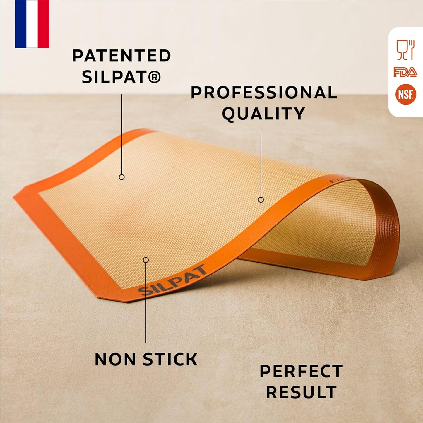 Silpat Premium Non-Stick Silicone Baking Mat - Half Sheet Size 11-5/8" x 16-1/2" | Vibrant Orange