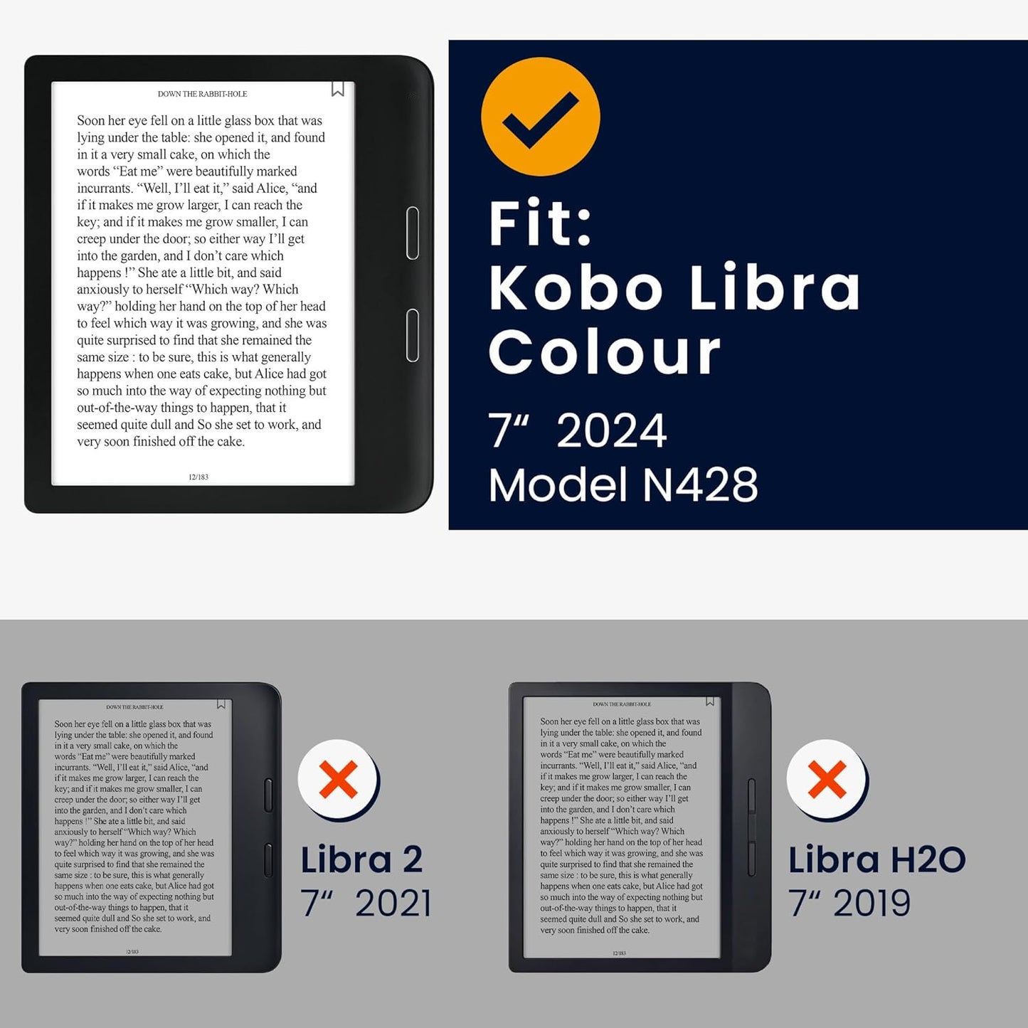 Classic Dark Grey Faux Nubuck Leather Case for Kobo Libra - e-Reader Flip Cover