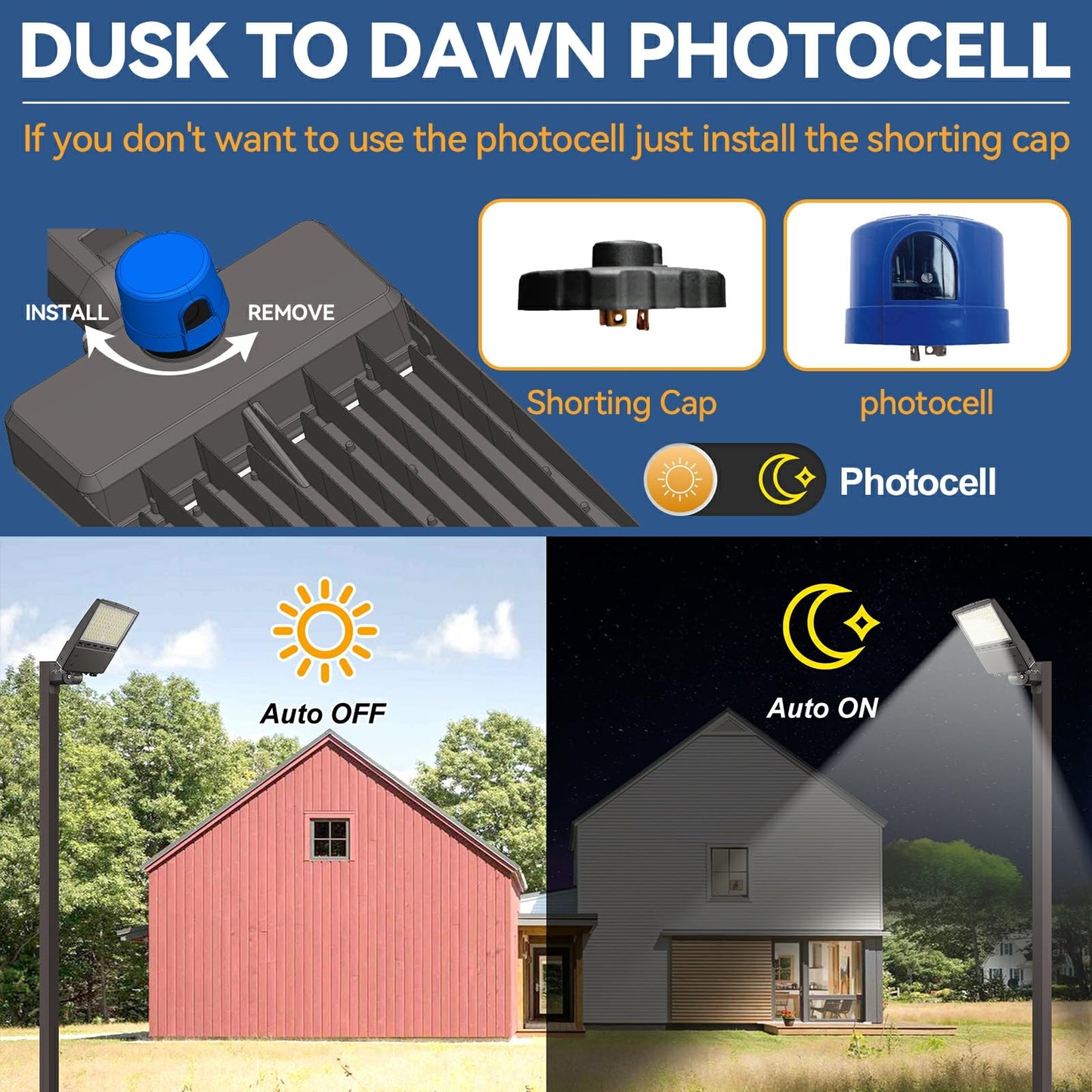 360W LED Parking Lot Light 2Pack: 250/300/360W Selectable, 57600LM 5000K LED Shoebox Light with Photocell, Arm Mount Flood Light, Commercial Outdoor Area Lighting for Driveway Stadium Roadways, ETL