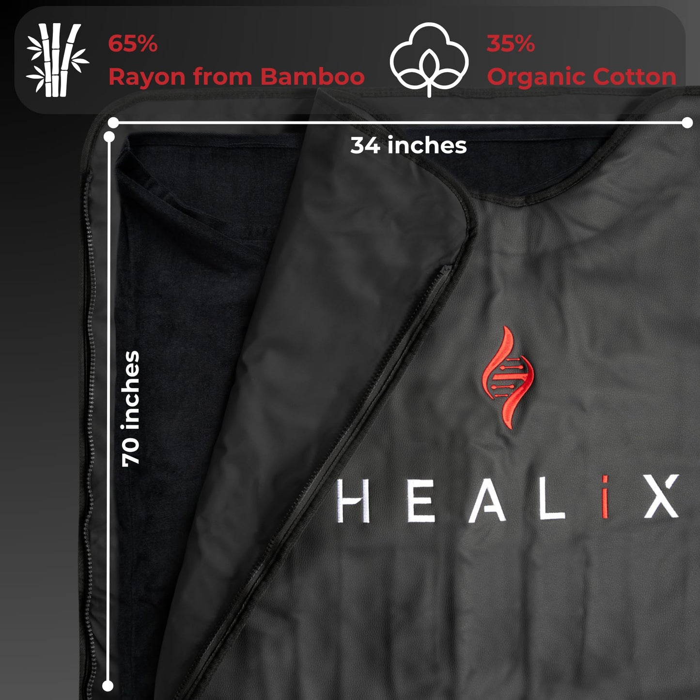 Healix Comfort Sauna Blanket Insert – Ultra-Soft Sauna Towel Liner Made of 65% Rayon & 35% Organic Cotton for Infrared Sauna Blanket | Washable, Quick-Dry Blanket Towel for Portable Home Sauna