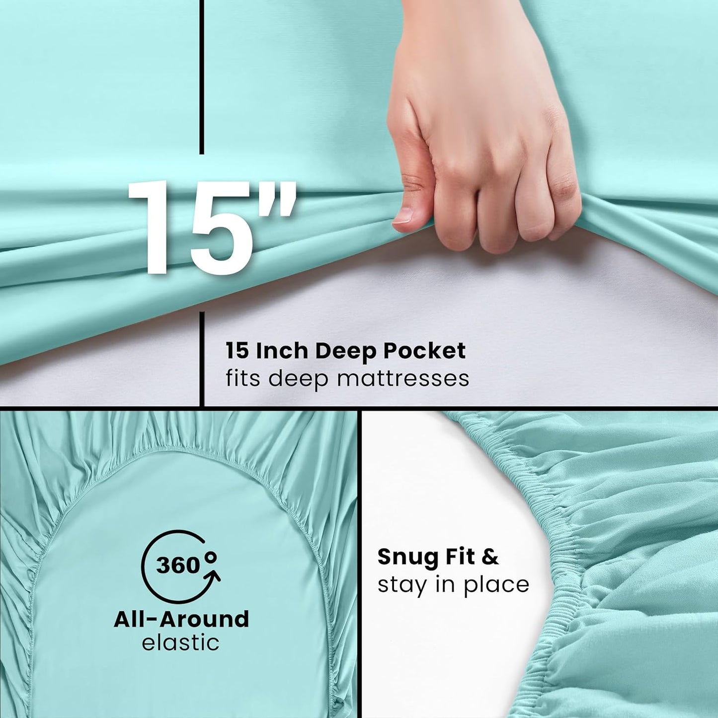Utopia Bedding King Fitted Sheet - Soft Microfiber - Deep Pocket - Spa Blue - Fade Resistant & Easy Care