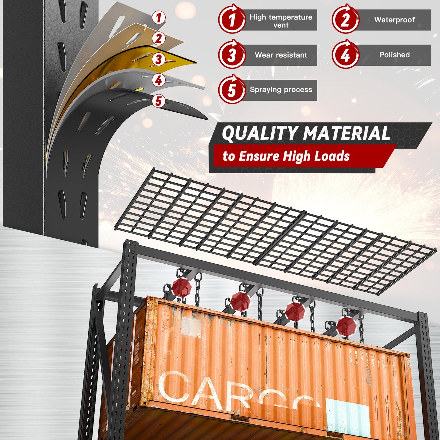 Bepatio 8000LBS Heavy Duty Garage Shelving,77"W Industrial Storage Shelves,4 Tier Adjustable Metal Shelving Unit,Rust Proof Large Tall Steel Rack for Basement,Warehouse,Commercial Use24"D x 72"H,Black