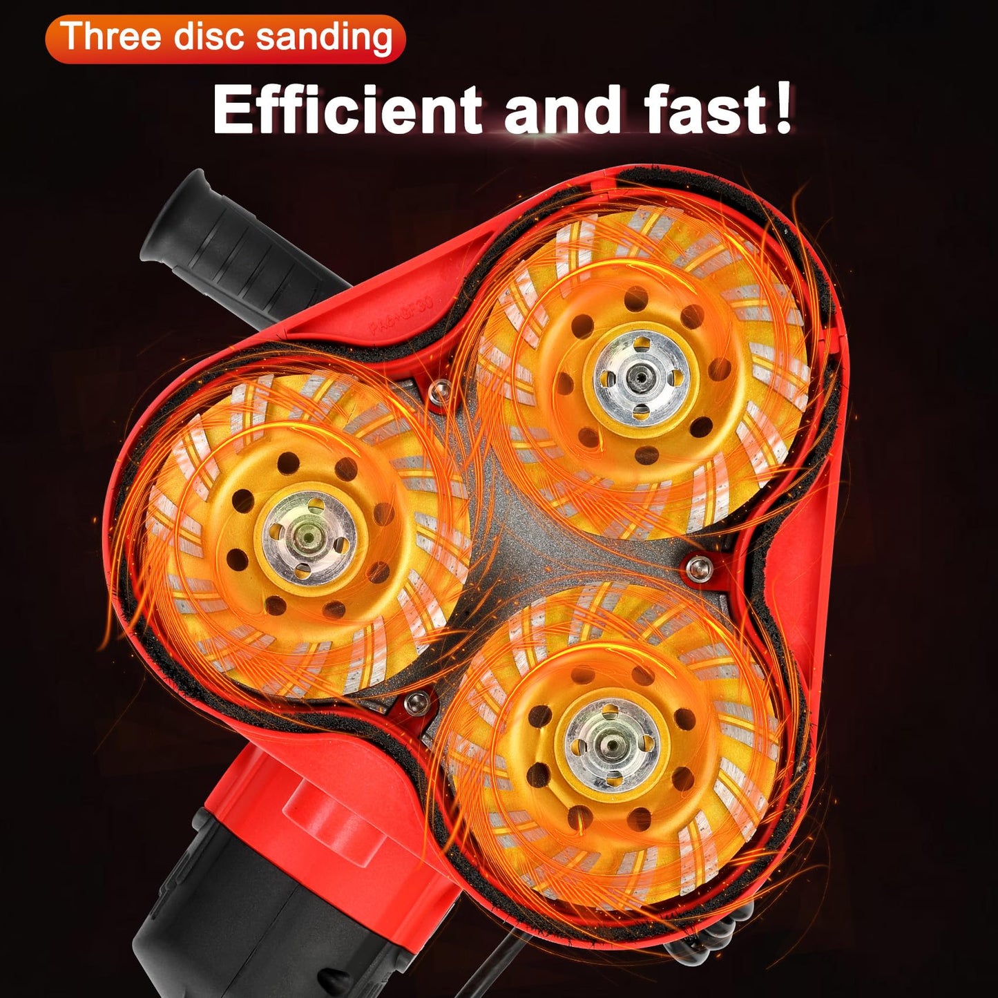 4-Head Electric Diamond Polisher Machine, 8" grinding diameters and 3pcs Diamond Grinding Wheels, 3800W Concrete Grinder for Polishing Stone Concrete Surface, Metal Descaling and Thinset Removing