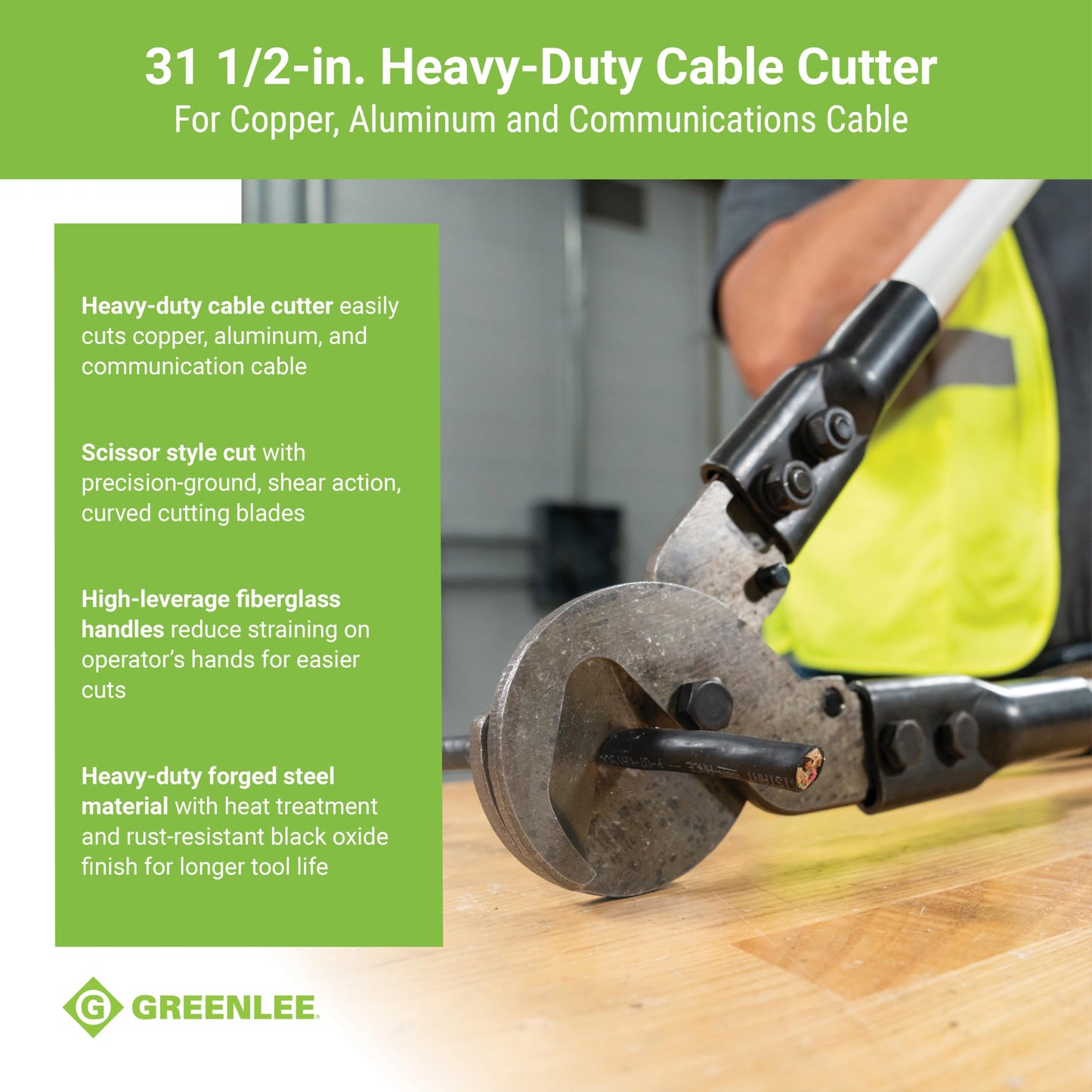 Greenlee 706 31-1/2" Heavy-Duty Cable Cutter for Copper, Aluminum, and Communications Cable