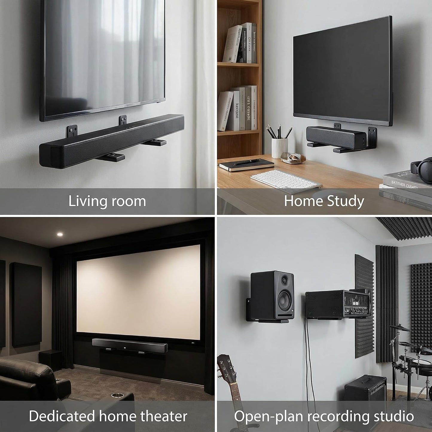 TERDEWE Depth Adjustabl Soundbar Wall Mount Bracket for Samsung, Sony, LG, Vizio, Bose, JBL and More Sound Bar Mounts