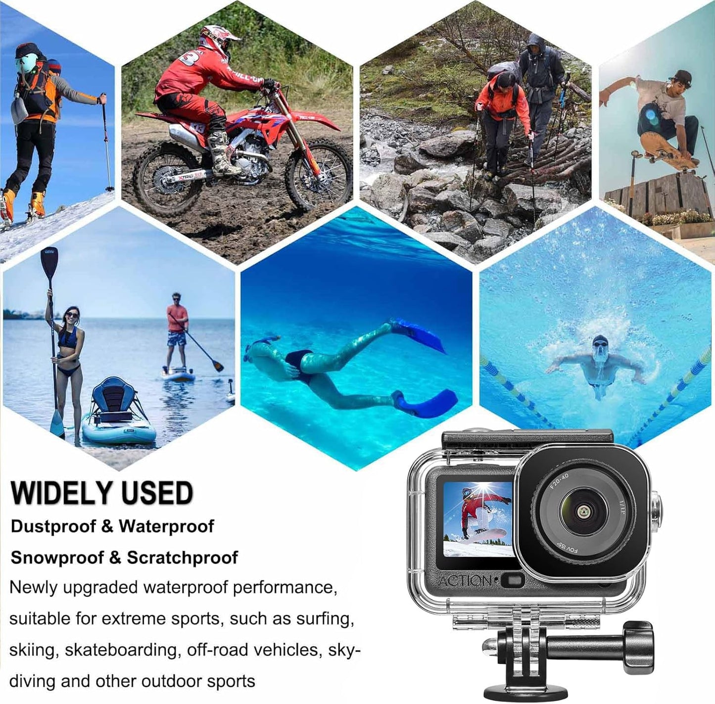 BO&DQQ 6 196FT/60M Underwater Waterproof Case Compatible with DJI Osmo Action Camera, Dive Diving Housing Cover Shell