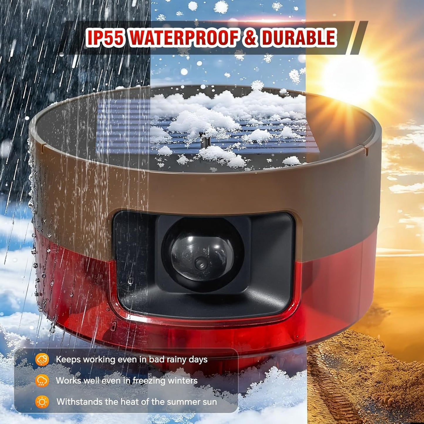COTINSE 130dB 13 360 Solar Outdoor Motion Sensor Alarm-Dog Barking or Gunshot Sound, Noise, Sounds & Motion Detector