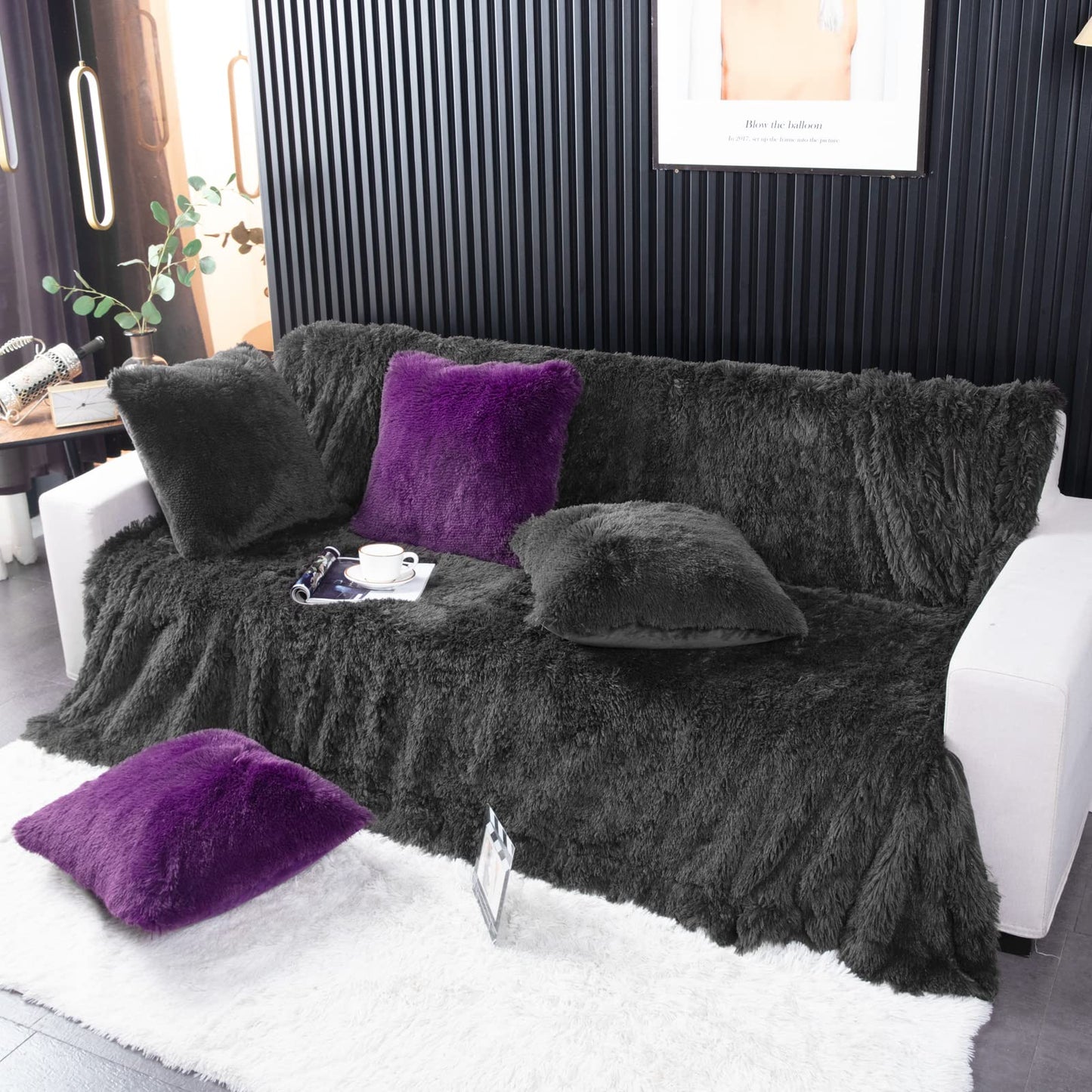 YUSOKI Long Faux Fur Throw Blanket for Sofa Couch,2 Layers,2.1lb,All Ages,Home Decoration, (Morel,50" x 60")