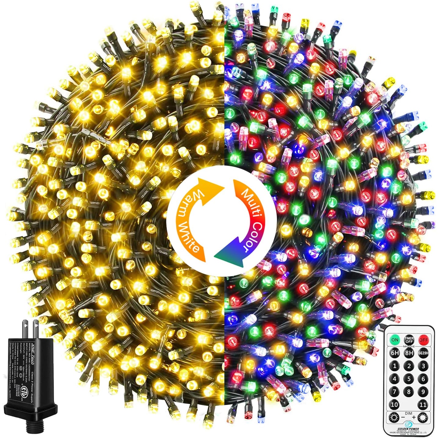 Upgraded 218FT 650 LED Color Changing Christmas String Lights Outdoor/Indoor, Remote Control & 11 Modes & Timer Green Wire Christmas Tree Lights, Waterproof Fairy String Lights for Tree Xmas Garden