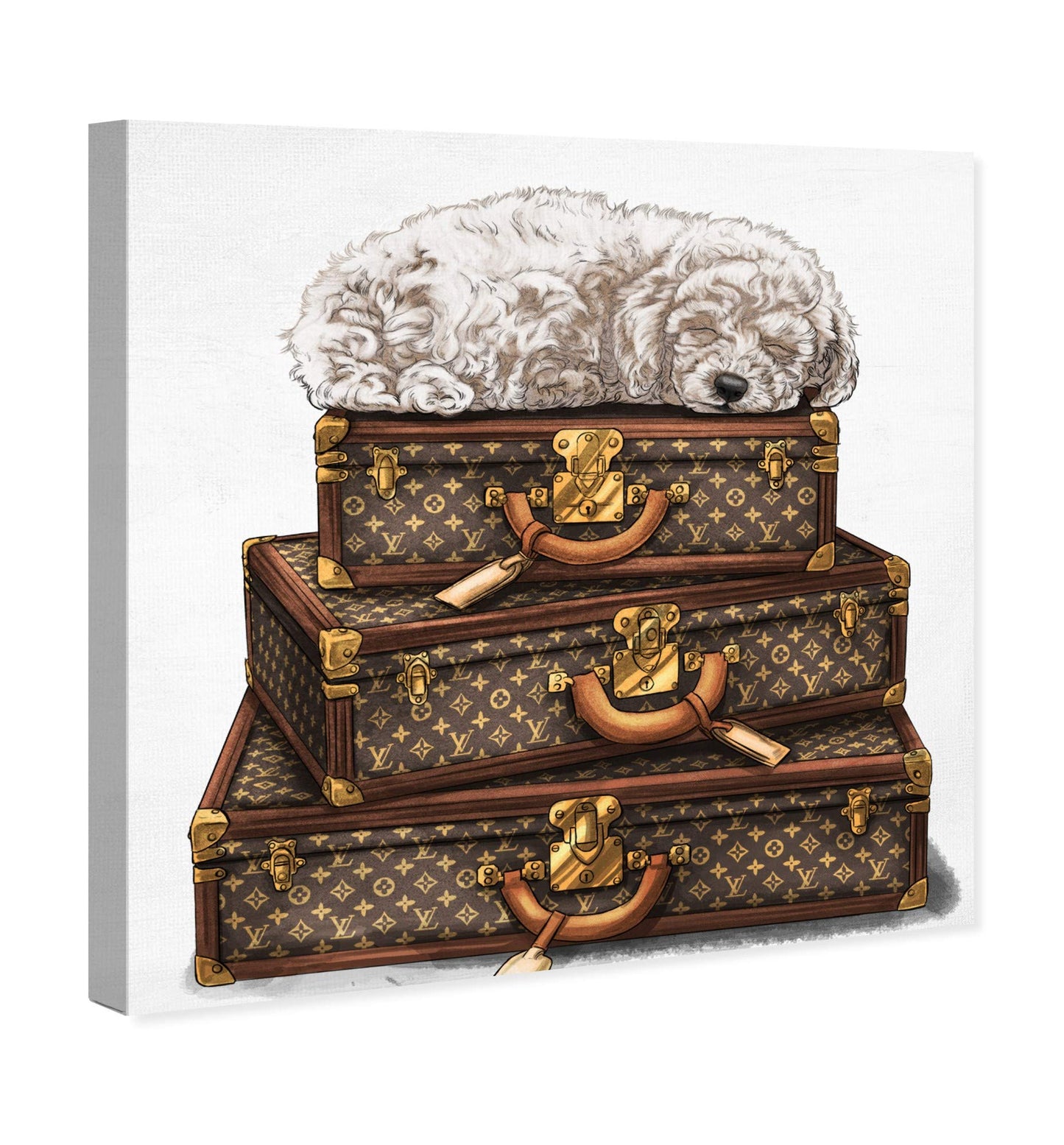 The Oliver Gal Artist Co. Fashion and Glam Wall Art Canvas Prints 'sleeping POODLE WHITE'