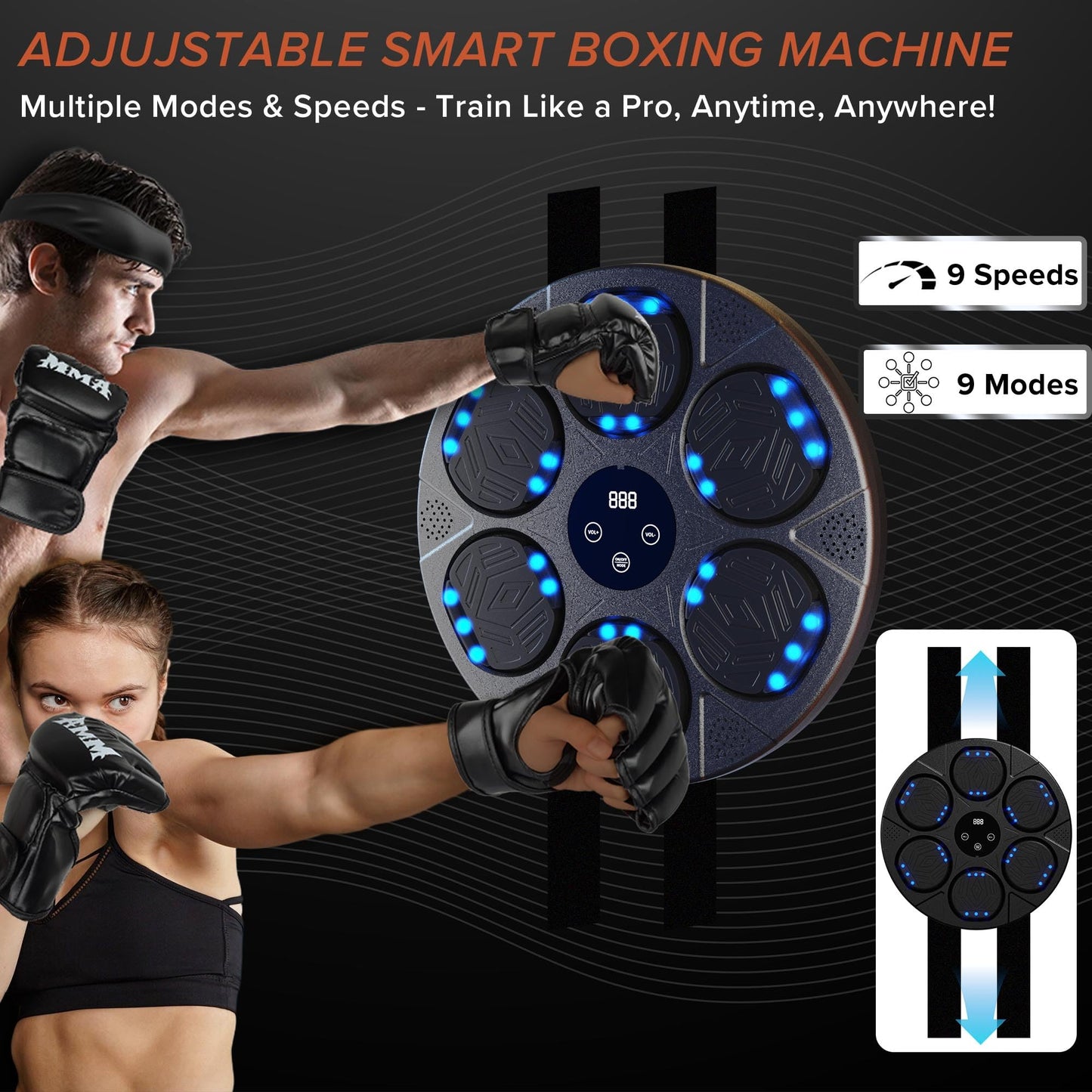 RGYAN Music Boxing Machine Kit Wall Mounted Smart Boxing Machine & Counter Complete Boxing Kit More Than a Standard Punching Machine for Adults & Home Boxing Training (PP+TPE, Dark Gray)