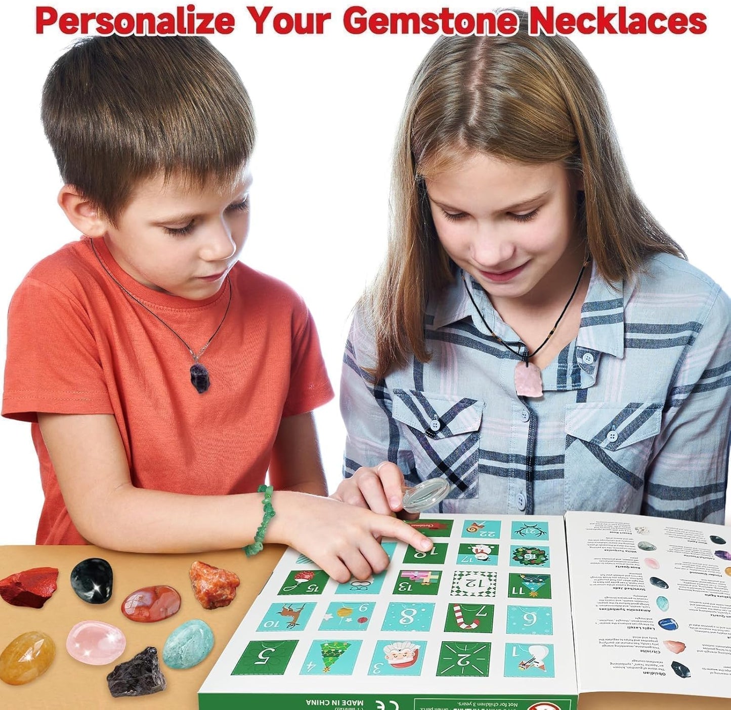 Rock Collection Advent Calendar 2025 - 24 Days of Gemstones & Fossils | Perfect Kids' Birthday Gift