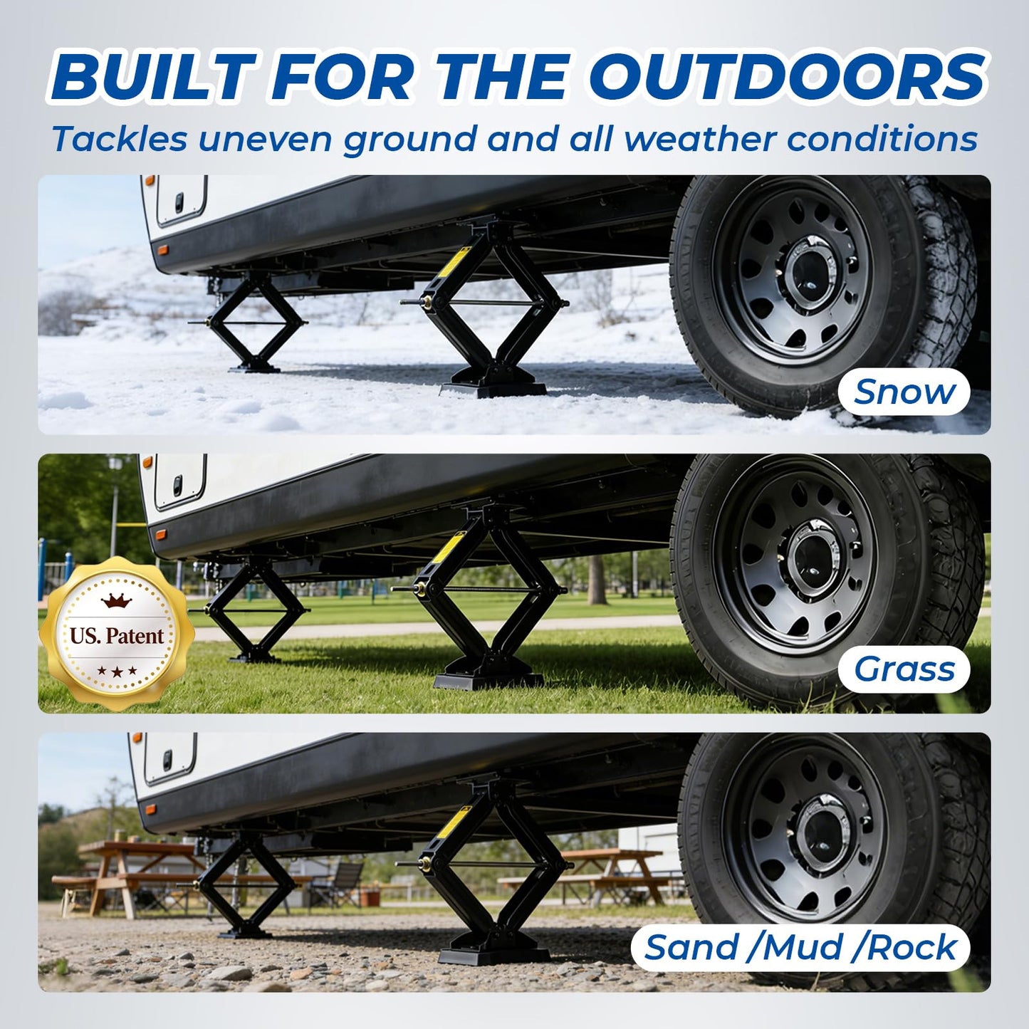 ROBLOCK RV Stabilizer Jack Pads 2 Pack, Heavy Duty Rubber Scissor Jack Leveling Blocks,Non-Slip Stabilizer Pad Solid Rubber Protection Foot for Travel Trailer Camper 5th Wheels,Black