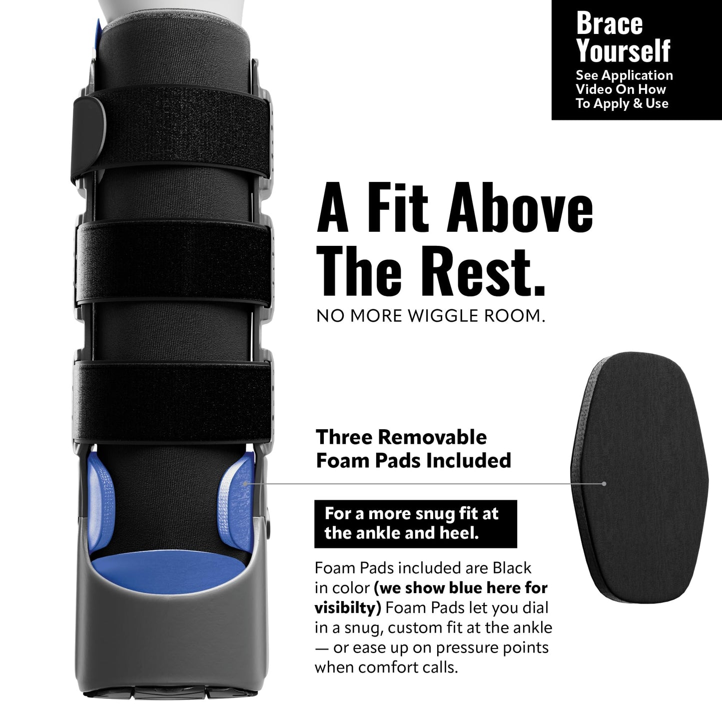 Braceapedia Tall Air Compression Walking Boot Foot Brace - Side Pump Pneumatic Brace for Ankle Support & Foot Injuries - 360 Rocker Sole Cam Walker for Stress Fractures, Black, L