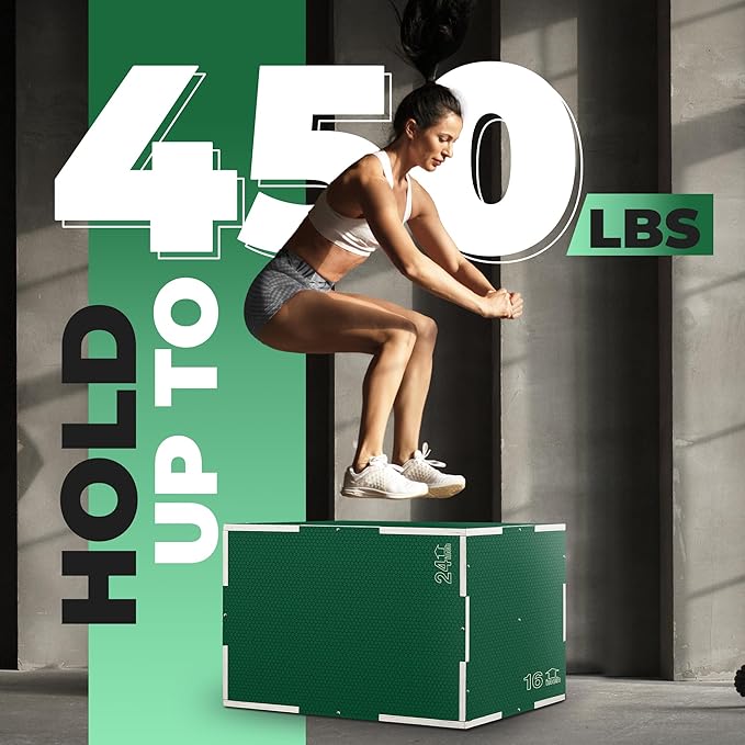 Yes4All 3 in 1 Non-Slip Wooden Plyo Box, Step Up Box for Workout, Plyometric Jump Box for Skipping, Jumping, Lunges, Squats, Dips