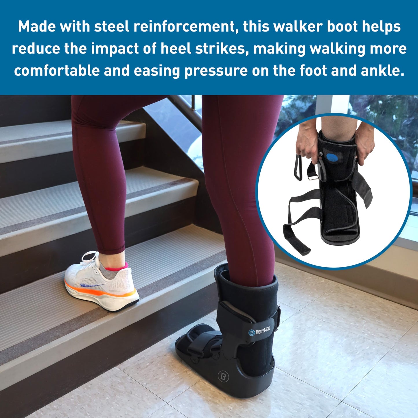 BodyMed Air CAM Walking Fracture Boot, Small, 11.5" Tall - Adjustable and Shock-Absorbing Support for Foot and Ankle Recovery - Fits Left & Right Foot