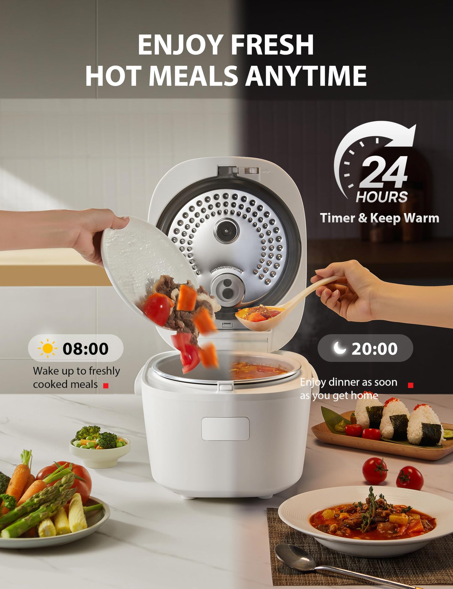 TOSHIBA OriginTaste Rice Cooker 5.5-Cup Uncooked, Fuzzy Logic, 15-in-1 Functions, Digital Display, Delay Timer, Keep Warm, Nonstick Inner Pot, White