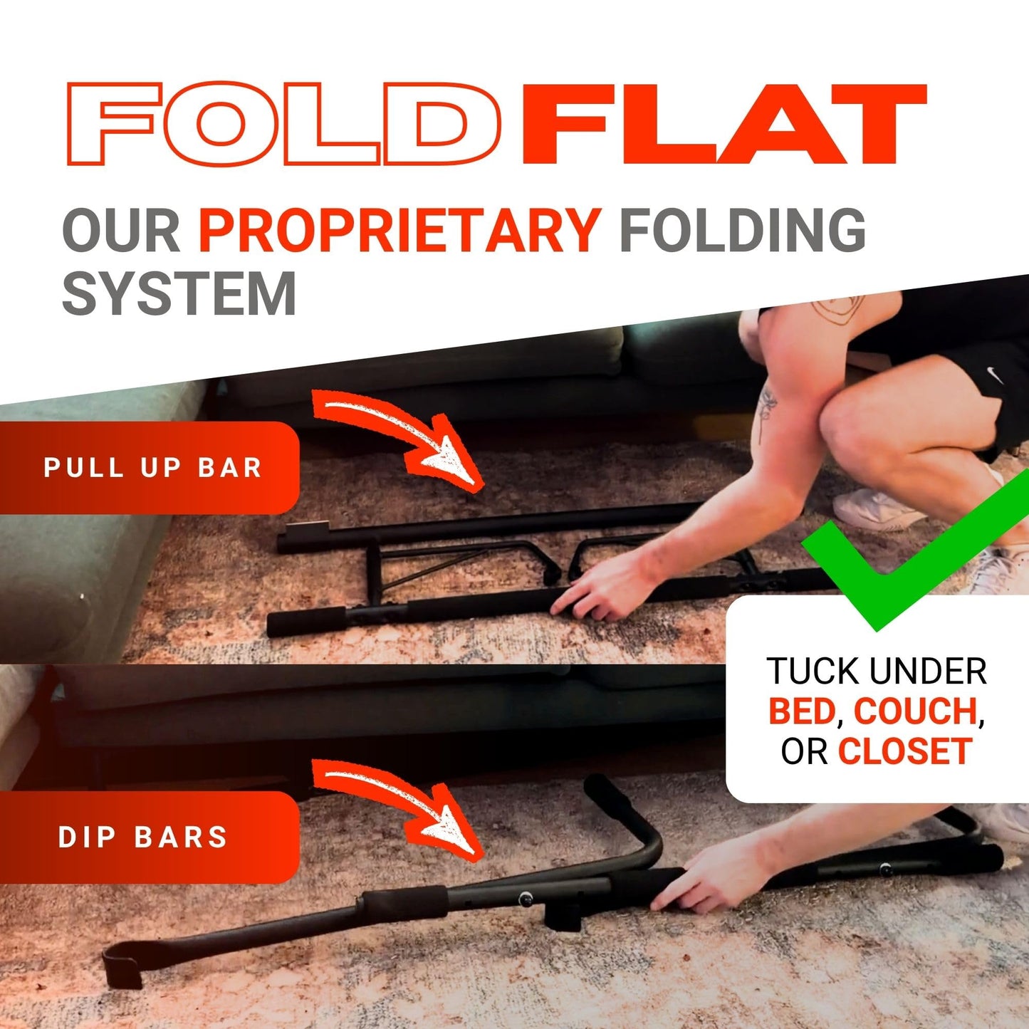 JACKAL Door Pullup Bar and Dip Bar Station - Removable Dip Bars, Rigid NO WOBBLE, Easy Folding Storage, No Screws, Dip Station and Pull-up Bar for Doorway, Collapsible Dip Station, No Door Damage, High Weight Capacity, Foldable Bodyweight Workout Station