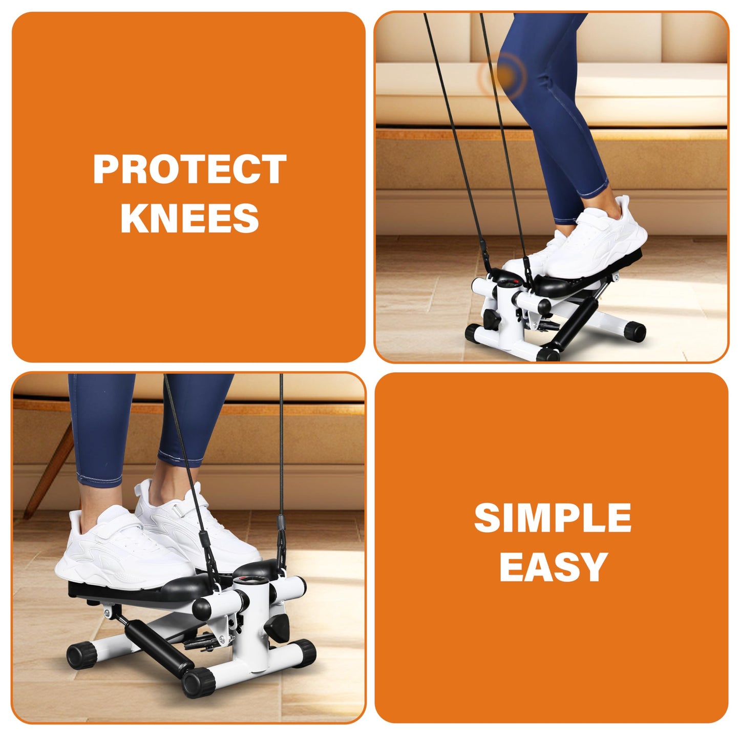 YSSOA Mini Stepper with Resistance Band, Stair Stepping Fitness Exercise Home Workout Equipment for Full Body Workout