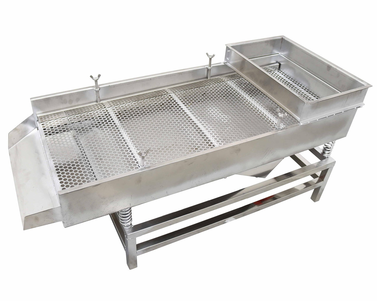 TECHTONGDA Straight Vibrating Sieve Screen Shaker Electric Linear Sifter Machine Stainless Steel One Layer Two Motor 10mm Screen Size 15.7×37.4inch 110V