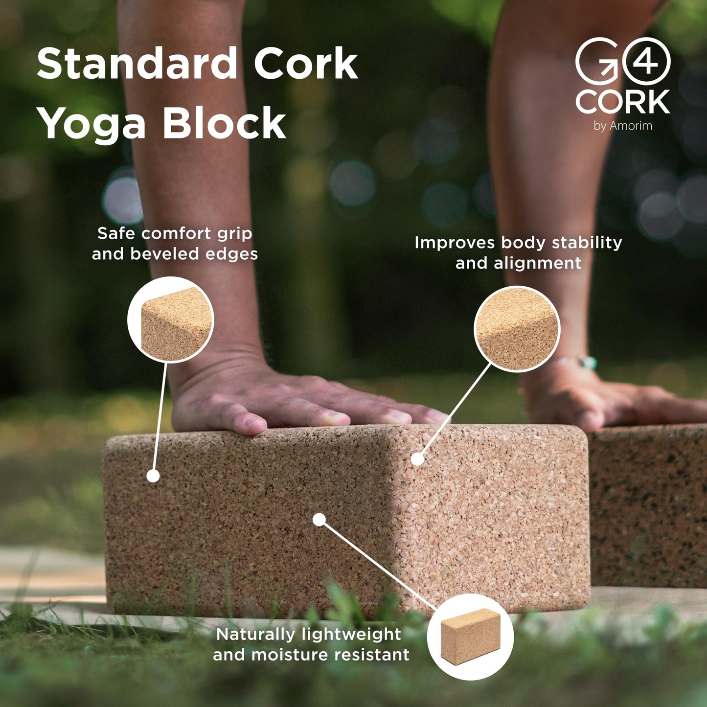 Go4Cork Cork Yoga Block Large | 9 x 6 x 4" | Non-Toxic, Alternative To Foam Yoga Blocks | Odorless, Soft, Non-Slip, Workout & Exercise | Yogi Gift Accessories | Men & Women | Eco Friendly, Sustainable