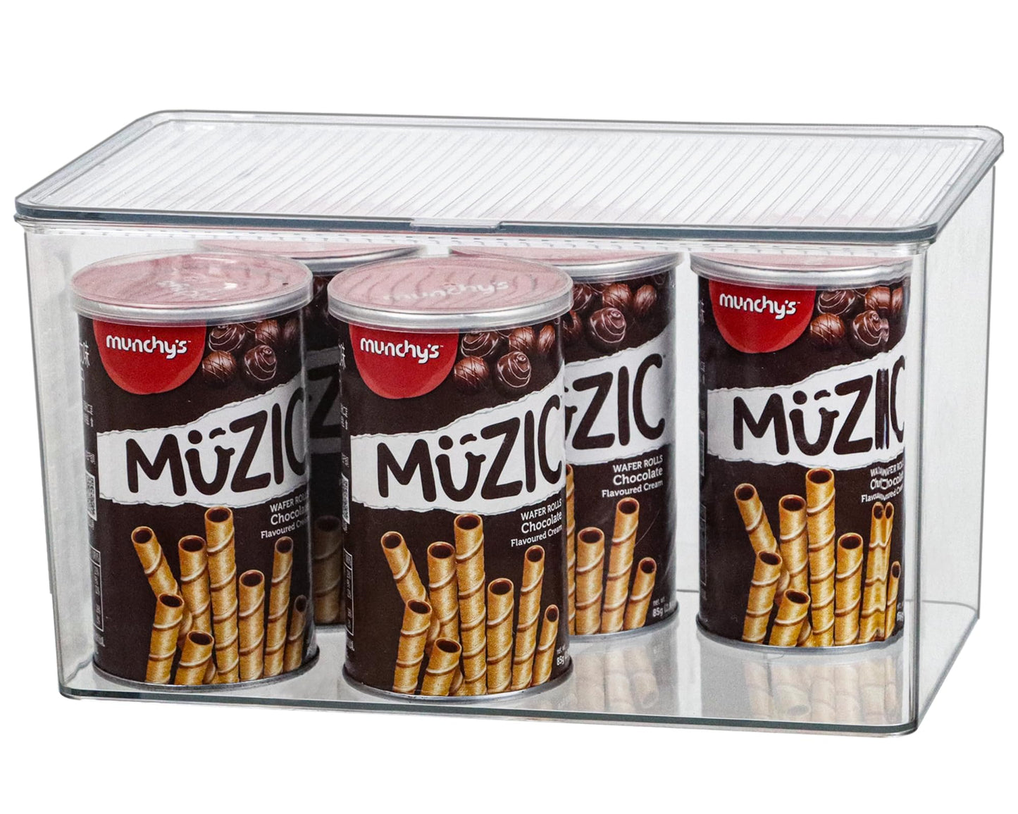 ZEXALOR Clear Plastic Storage Bin with Lid, Organizer for Pantry, Office, Bathroom, Kitchen, Snack, Tea Bag, Coffee Container (Large)