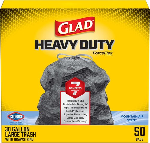 Glad ForceFlex Heavy Duty Trash Bags - Clorox Fresh Scent, 30 Gallon, 50 Count Pack
