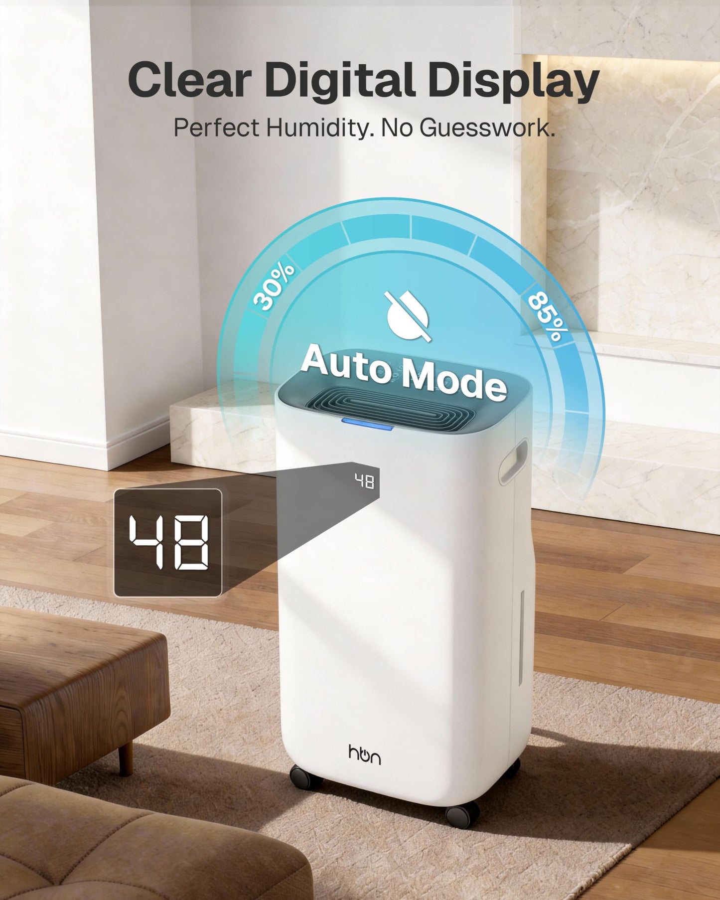 4500 Sq.Ft Dehumidifier for Basement and Large Rooms Max 80 Pint/Day Dehumidifiers with Drain Hose Smart Humidity Control 1.71Gallon Water Tank 24h Timer for Home, Bedroom, RV, Bathroom,