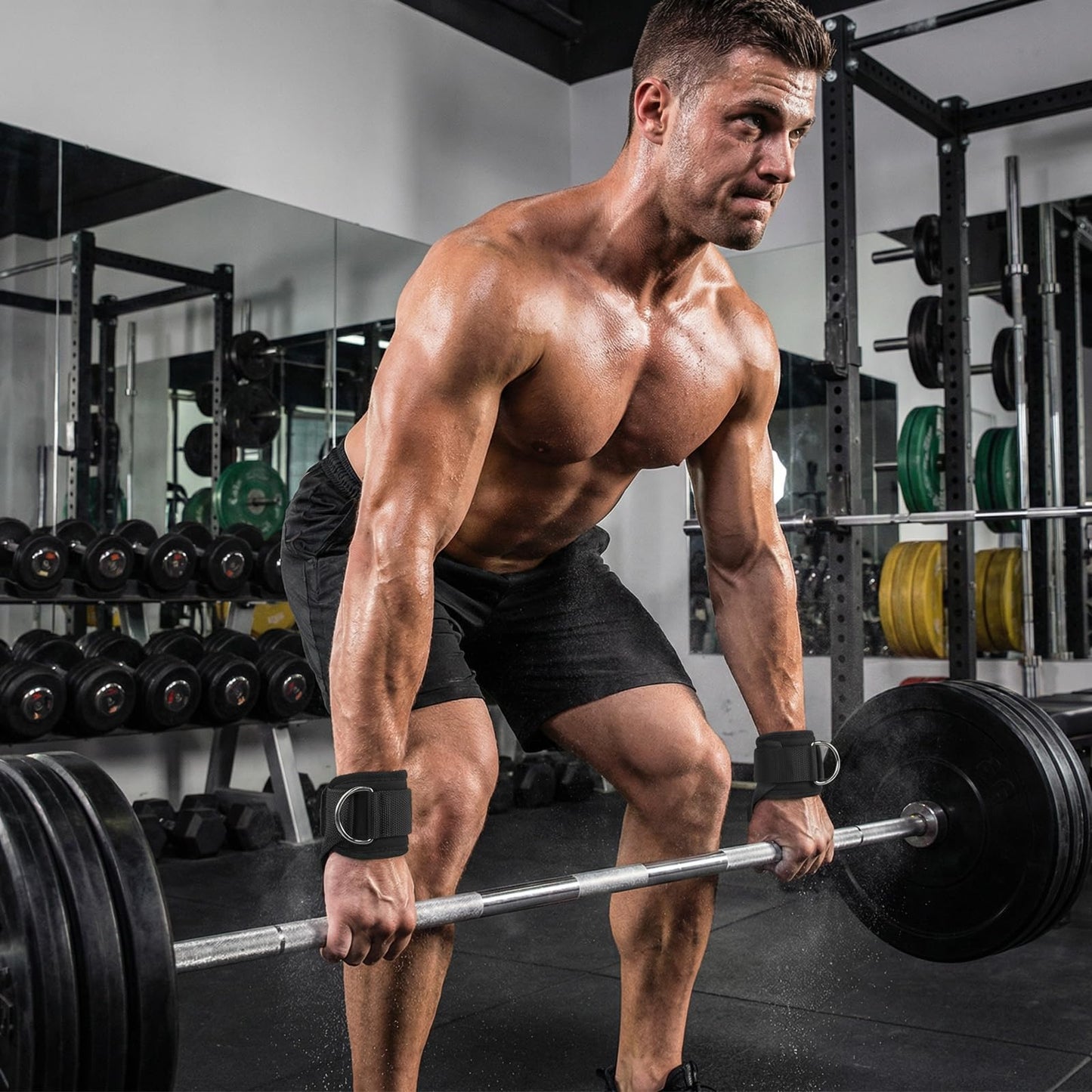 Weight Lifting Wrist Straps with D-Rings,Weight Straps,Heavy Duty Wrist Wraps,for Men & Women,Deadlifts,Pull-Ups,Cable Machines,Snatches