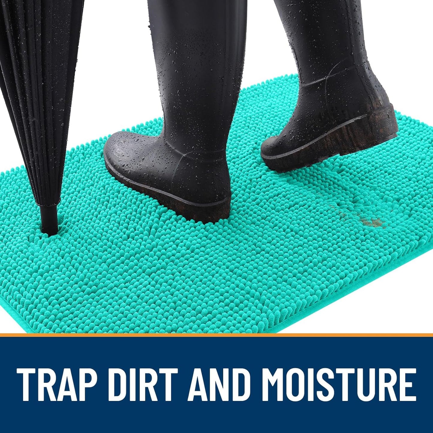 OLANLY Dog Door Mat - Absorbent Non-Slip Chenille Mud Mat for Indoor Use | 30x17 Inches, Teal