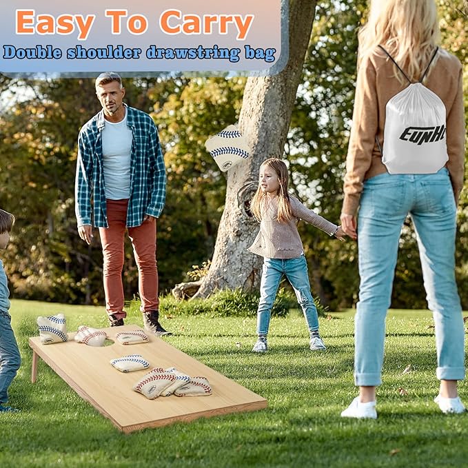 EunHo Dual Sided Cornhole Bags Regulation Set of 8 Professional Cornhole Bean Bags Slick and Stick for Tossing Game-All Weather
