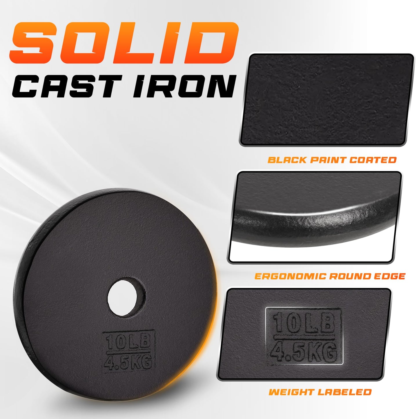 Yes4All 1-inch Cast Iron Weight Plates for Dumbbells – Standard Weight Plates (Combo 10lb x 4pcs)