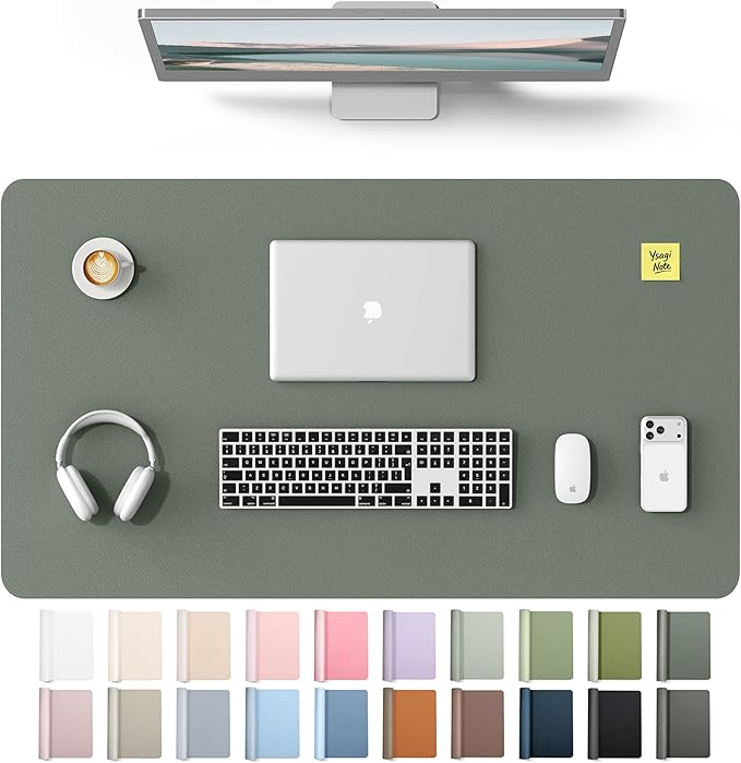 YSAGi Leather Desk Protector, Office Mat, Large Mouse Mat, Non-Slip PU Leather Blotter, Laptop Desk Mat, Waterproof Writing Pad for Office and Home(Dark Green, 40" x 24")