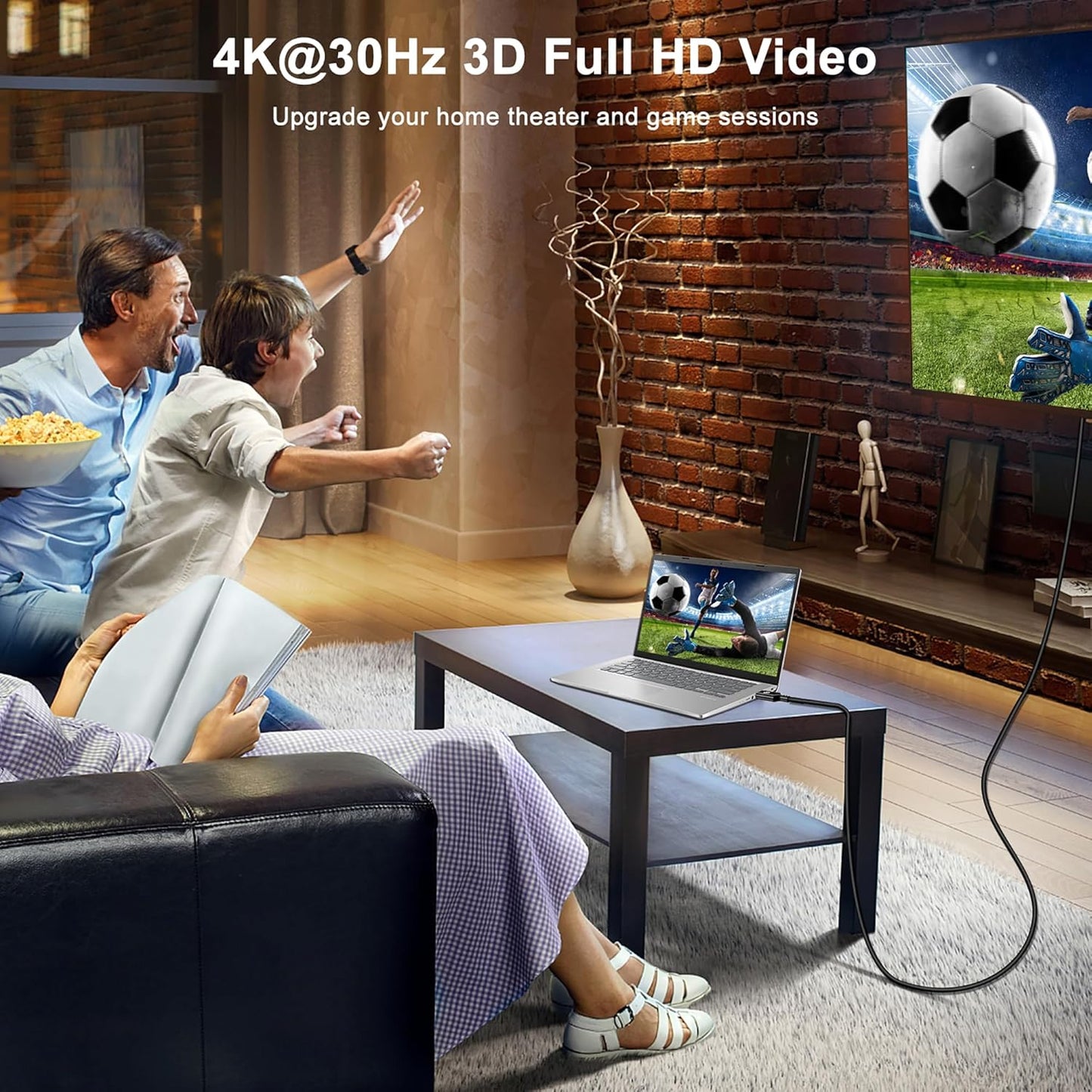 kanmis 4K 3FT, 4K@30Hz, 2K@60Hz, 1080P 1.2 1.4 DisplayPort to HDMI Cable Full HD, Uni-Directional DP Computer to HDMI