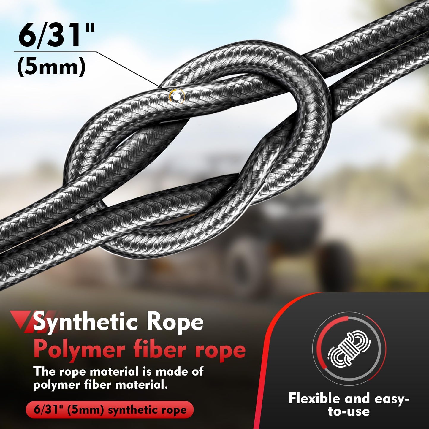 Lonsge Portable Drill Winch of 1000 Lbs, Red Handheld Drill Winch with 40 Foot Synthetic Rope, Rotate The Hook 360 Degrees, for Lifting & Dragging(Red)