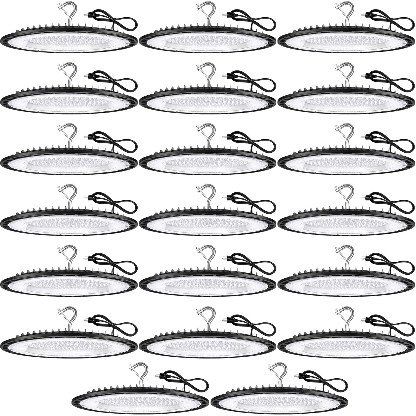 YANYCN 20 Pack 300W UFO Led High Bay Light,120VAC,5000K Daylight Commercial Shop Bay Lighting Fixture,45000LM,[1300W MH/HPS Equiv.] US Plug Area Lighting for Warehouse/Barn/Gym/Factory/Workshop