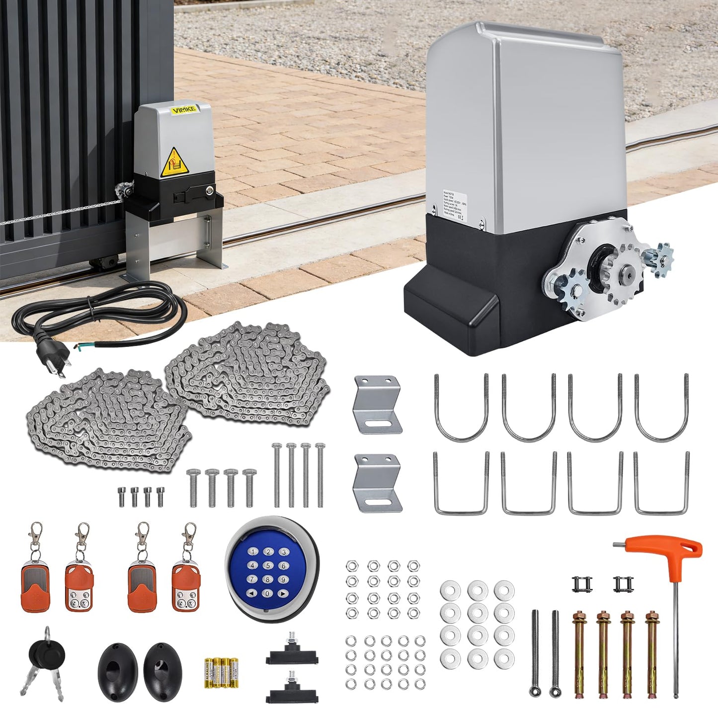 3300lb Automatic Sliding Gate Opener APP Control with 4 Remotes,550W Electric Sliding Gate Opener Automatic Motor Remote Kit with Wireless Keyboard for Sliding Gate Opener Up to40ft