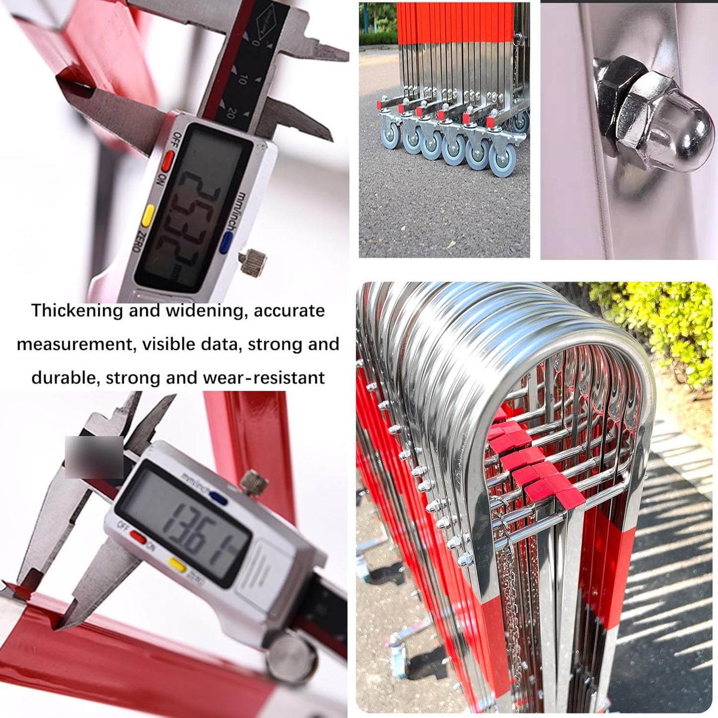 Industrial Expandable Barricade, Retractable Driveway Gate, Stainless Steel Folding Security Gate, Adjustable Traffic Fence for Construction Site, Traffic Control, Cordon, Elevator, Garage, H（1.2 M）