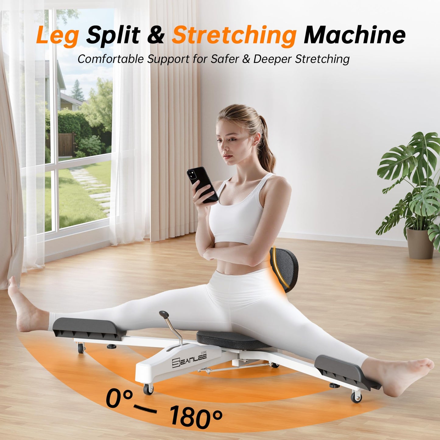 Split Machine, Leg Stretcher Machine for Flexibility – 180° Adjustable Stretching Equipment with Seat & Backrest, Perfect for Ballet, Cheerleading, Dance, Gymnastics, Martial Arts, Kids & Adults