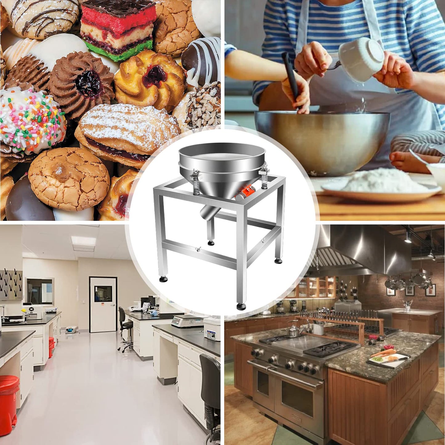 Automatic Sieve Shaker Automatic Powder Sifter Vibrating Sieve Machine Electric Flour Sifter (110V)