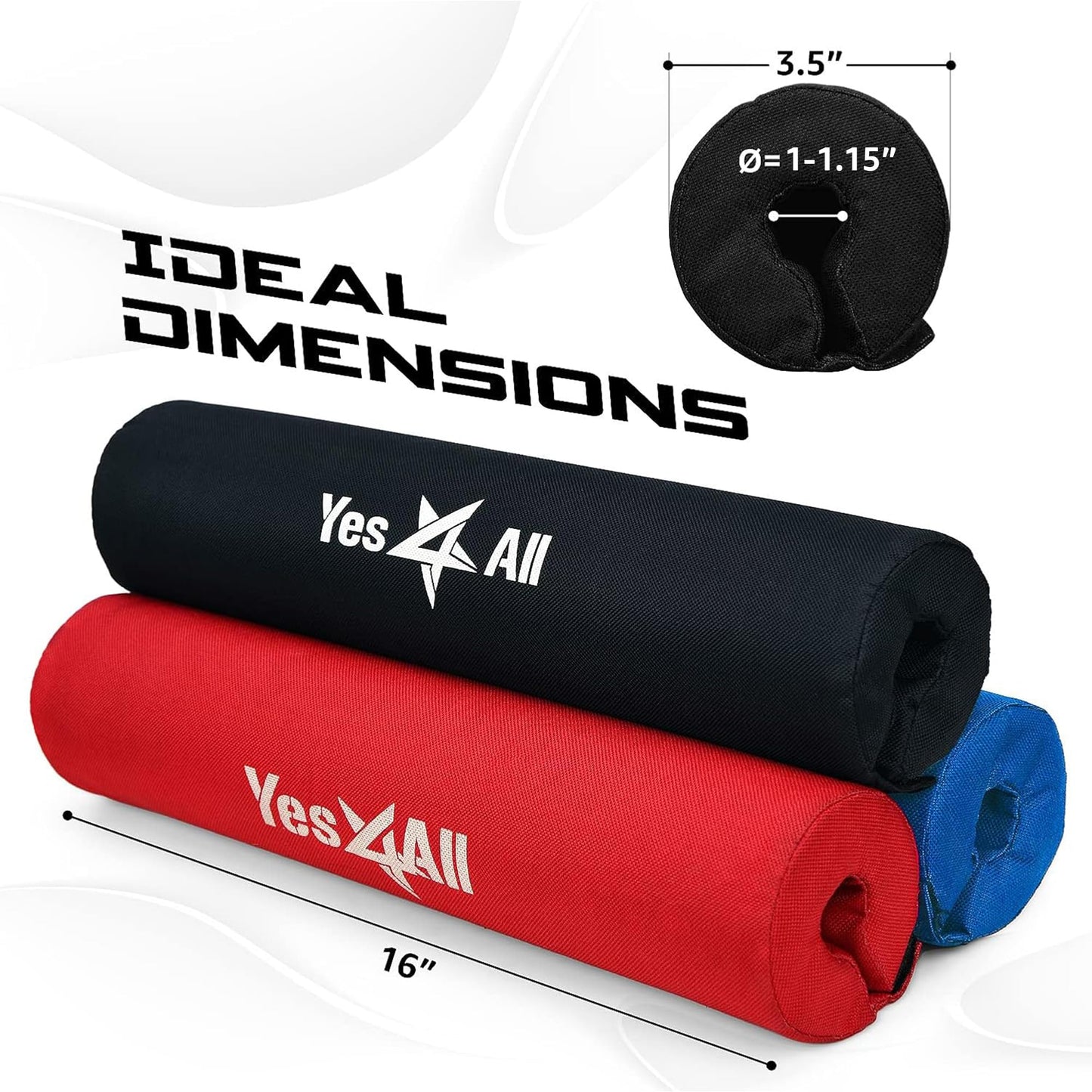 Yes4All Foam Bar Pad – Olympic Barbell Pad – Barbell Squat Pad – Barbell Neck Pad for Squats, Hip Thrusts – Weight Lifting Bar Pad (Black, Single)