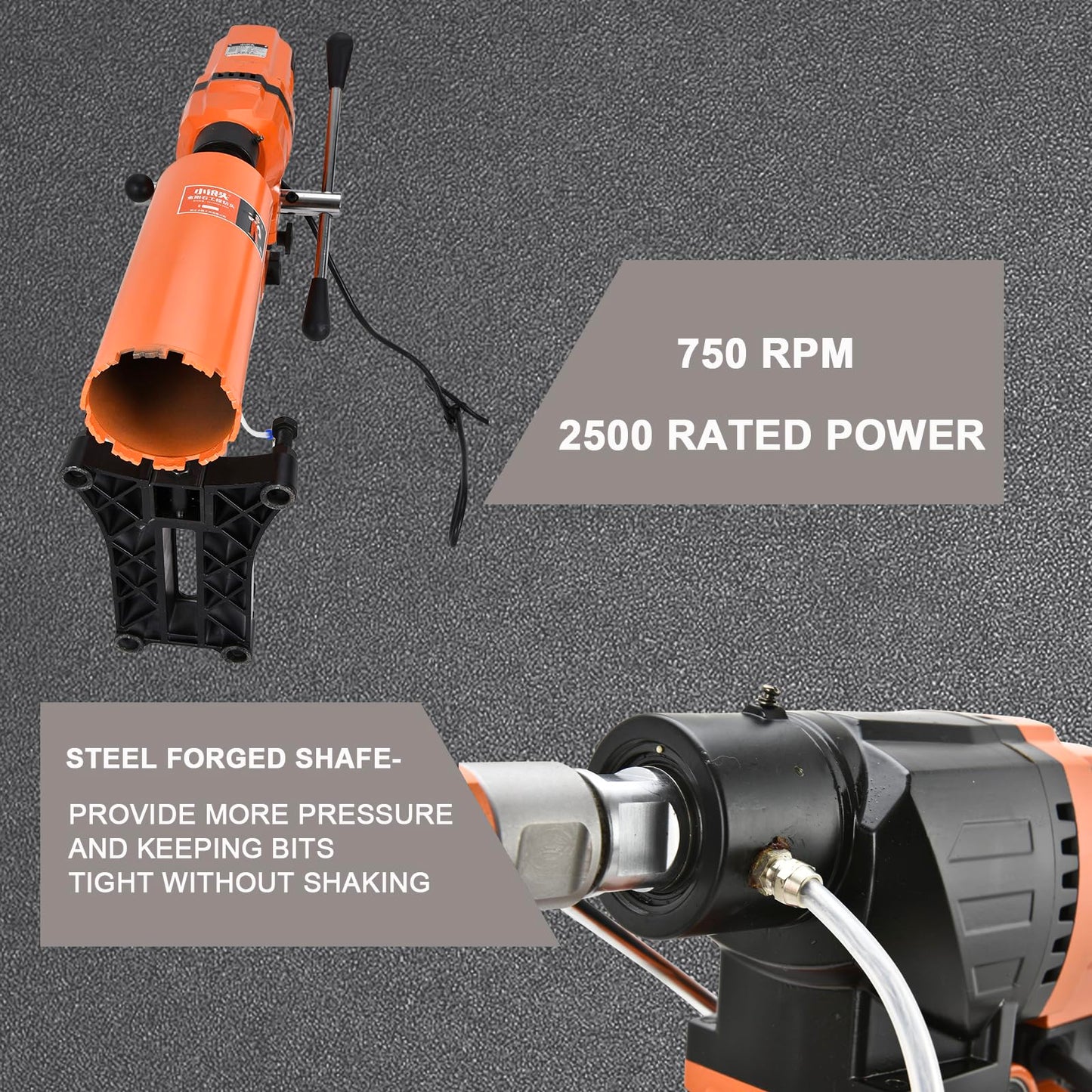 BHTOP Diamond Core Drilling Machine with Bit, 8 in Wet Concrete Core Drill Rig with Stand Wheel, 750RPM Speed & 1-1/4" Thread & Lifting Handle, Drilling Diameter for Concrete Brick Stone