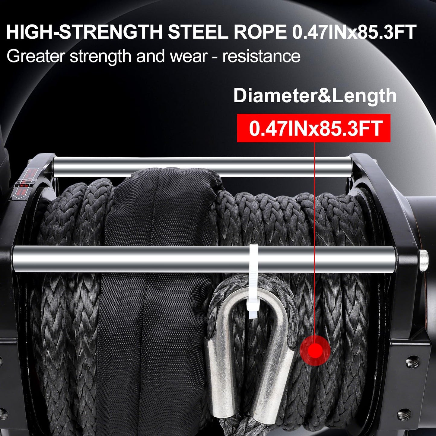 20000LB Heavy Duty Electric Winch,IP68 Waterproof 12V DC Winch with 0.47IN x85FT Synthetic Rope,7.9HP Motor,4-Stage Planetary Gear 544:1,2 Wireless Remotes,for Truck/Jeep/SUV Off-Road Recovery