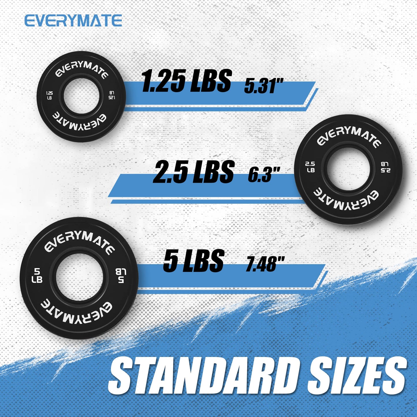 EVERYMATE Black Change Weight Plates 2.5LB Set Fractional Plate Olympic Bumper Plates for Cross Training Bumper Weight Plates