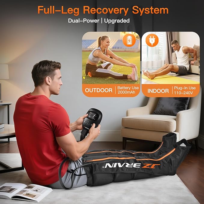 Sequential Air Compression Recovery System : Professional Sequential Compression Boots for Fast Recovery & Circulation Improvement ??Full Leg Recovery Device for Athletes Runners Gym (Medium)