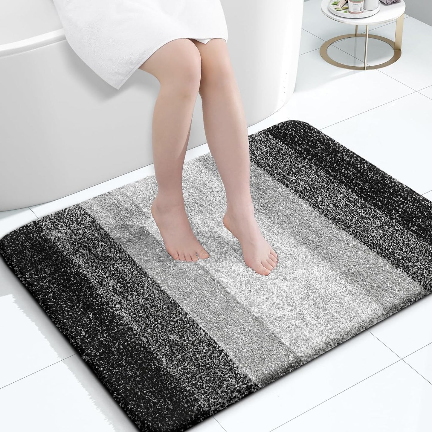 OLANLY Large Bathroom Rugs - Extra Soft Microfiber Mat 40x32 | Quick Dry & Machine Washable, Black