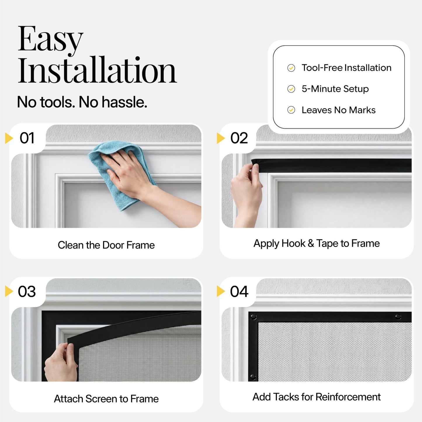AUGO Magnetic Screen Door - Self Sealing, Heavy Duty, Hands Free Mesh Partition Keeps Bugs Out - Pet and Kid Friendly - Patent Pending Keep Open Feature - 38 Inch x 83 Inch