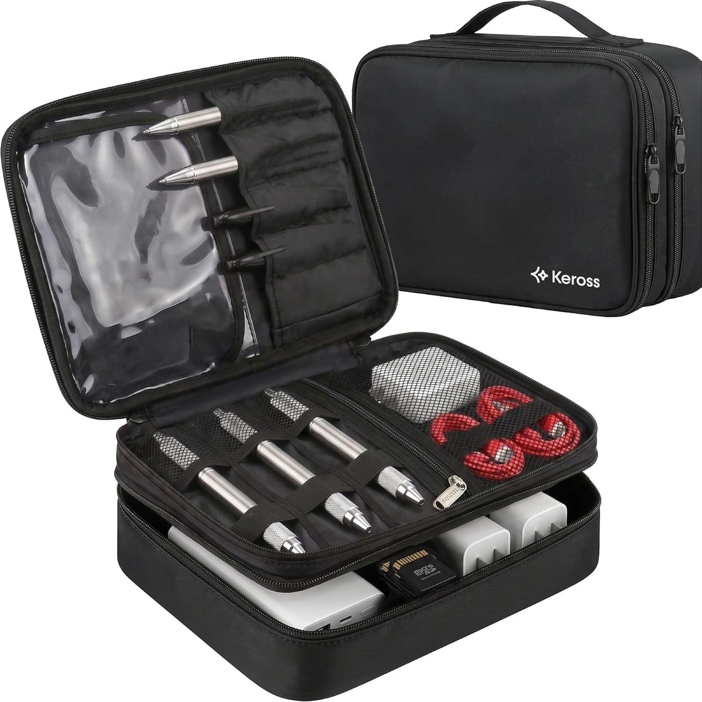 Keross Cable Organizer Bag for Travel with Removable Dividers Electronics Organizer Case for Chargers, Cables, Power