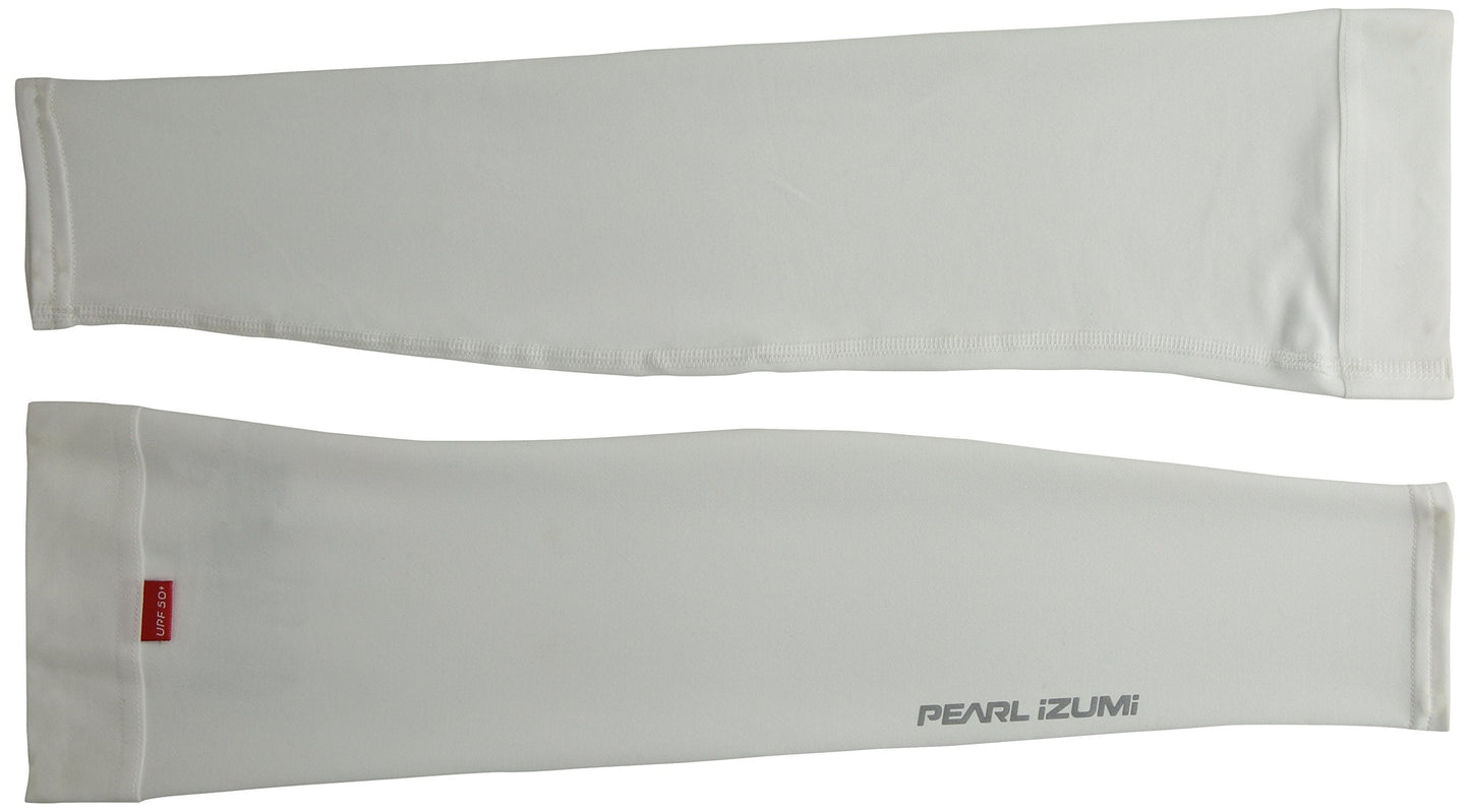 PEARL iZUMi Unisex Sun Arm Sleeves, Durable & Stretchy Sleeves For Sun Protection When Cycling, Running & more, White, X-Small